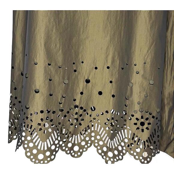 Antonio Melani - Olive Green Laser-Cut Hem Dress – Size 4 - Picture 5 of 8